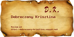 Debreczeny Krisztina névjegykártya